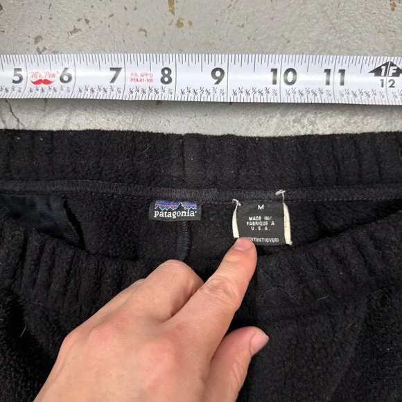 Vintage Patagonia Made in USA Fleece Pants Black Joggers Men's Size Medium